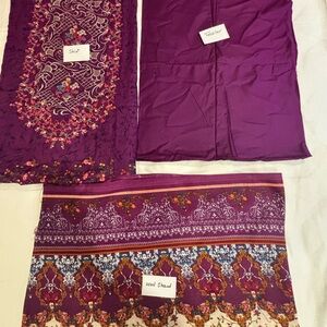 Pakistani/ Indian Purple Ethnic Shirt, Trouser, and Wool Shawl Set